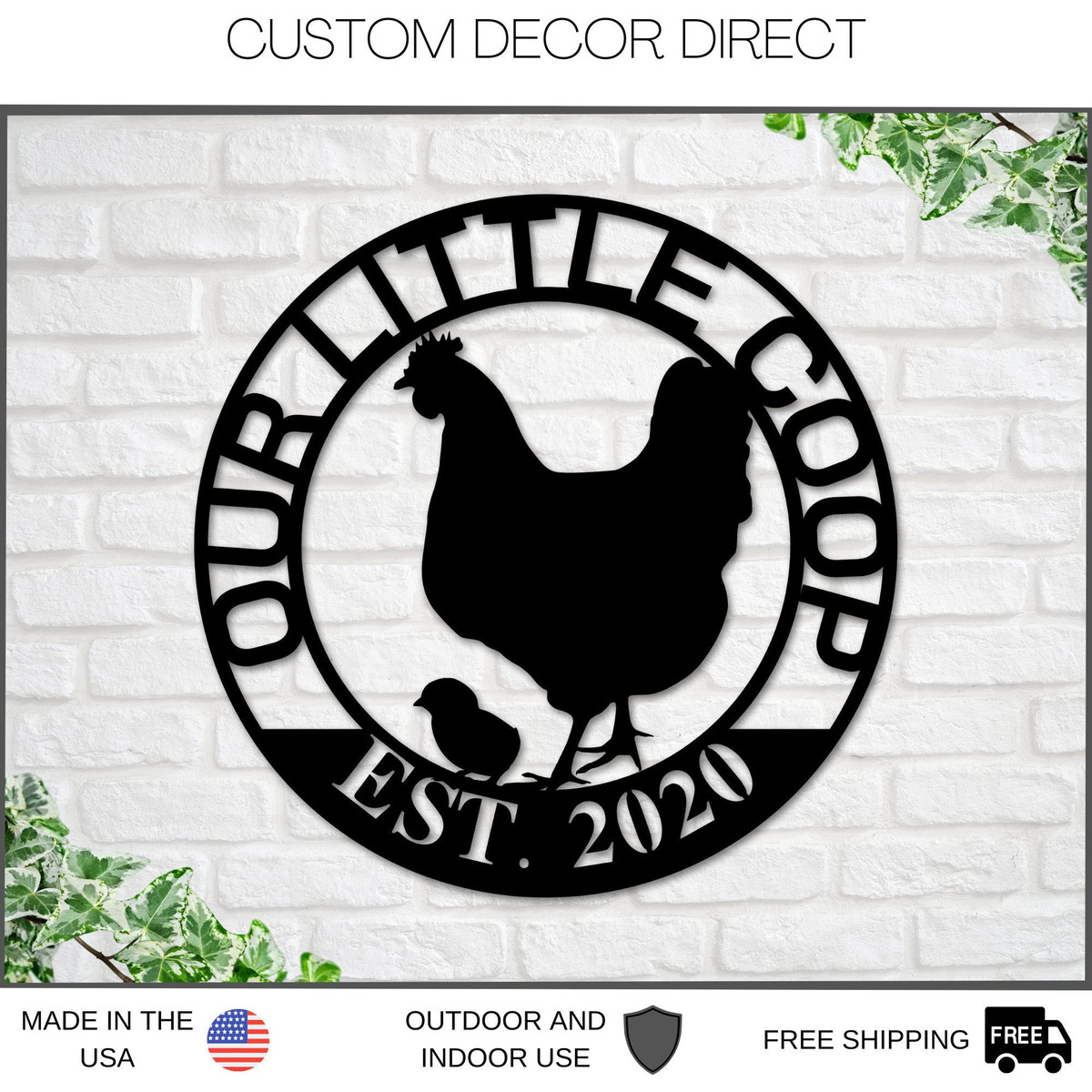Our Little Coop Sign Metal Sign, Chicken Coop Sign, Metal Chicken Coop Sign, Personalized Chicken Coop Sign, Metal Wall Art, Farmhouse Decor Laser Cut Metal Signs Custom Gift Ideas 12x12IN