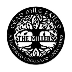 Personalized Tree Of Life Cead Mile Failte Irish Celtic Metal Sign, Metal Laser Cut Metal Signs Custom Gift Ideas 12x12IN