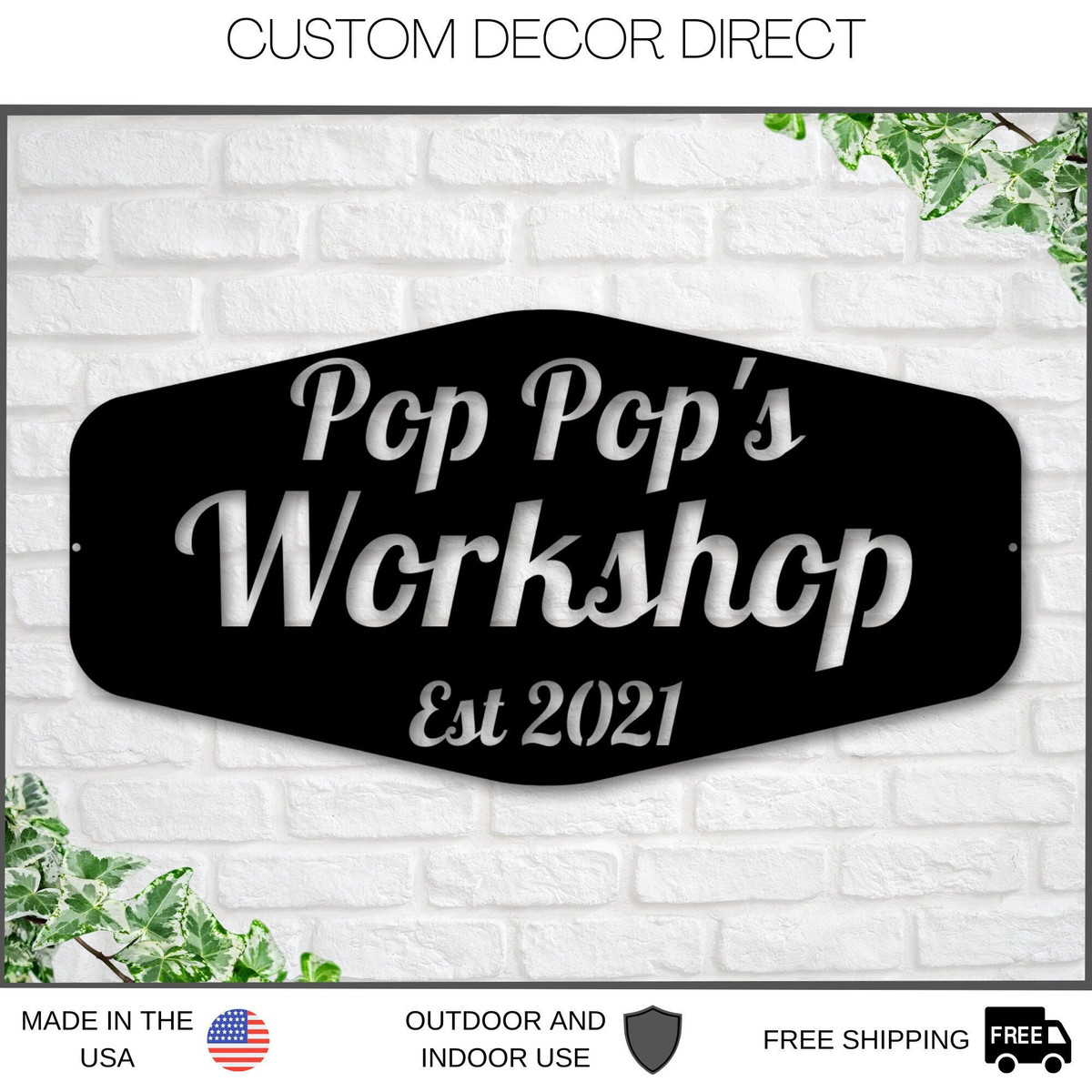 Fathers Day Sign, Sign For Dad, Pop Pop's Workshop, Gifts For Pop Pop, Dads Garage Sign, Woodworker Sign, Custom Workshop Sign, Gift For Dad Laser Cut Metal Signs Custom Gift Ideas 12x12IN