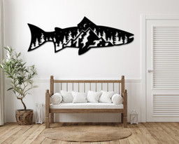 Metal Fish Sign For Outdoors On House, Fishing Lover Wall Sign, Big Fish Welcome Sign,custom Name Sign With Fishing , Monogram, Fishing Sign Laser Cut Metal Signs Custom Gift Ideas 14x14IN