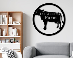 Cow Farm Metal Sign, Custom Cow Sign, Personalized Cow Barn Sign, Cow Metal Wall Art, Dairy Farmer Gift, Farmhouse Decor, Cow Ranch Sign Laser Cut Metal Signs Custom Gift Ideas 14x14IN