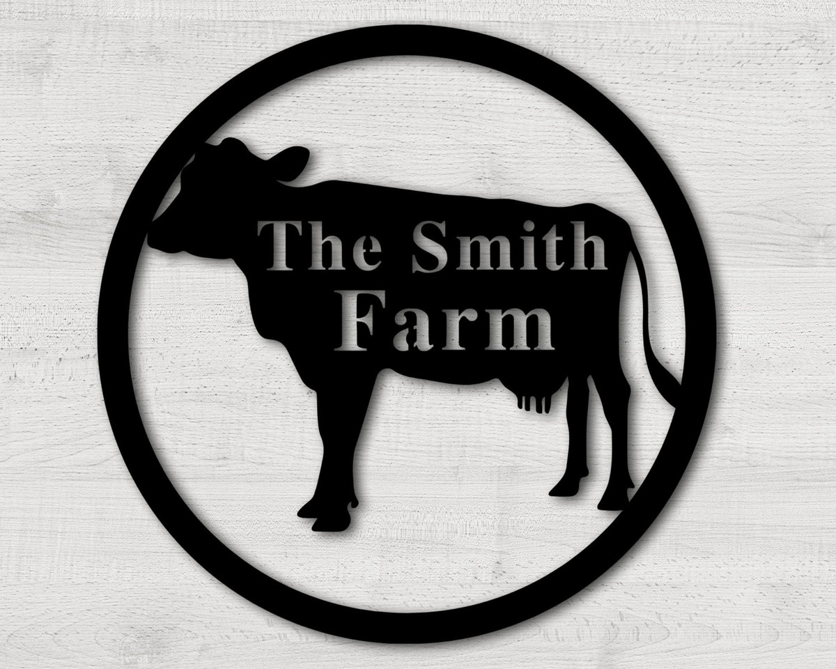 Cow Farm Metal Sign, Custom Cow Sign, Personalized Cow Barn Sign, Cow Metal Wall Art, Dairy Farmer Gift, Farmhouse Decor, Cow Ranch Sign Laser Cut Metal Signs Custom Gift Ideas 12x12IN