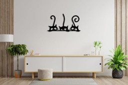 Three Cats Peeking for Cat Lovers Wall Art Decor Cut Metal Sign Laser Cut Metal Signs Custom Gift Ideas 18x18IN