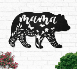 Mama Bear Flowers Metal House Sign 12x12IN
