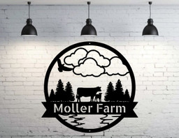 Metal Farm Sign , Cows Personalized Family Name Metal Sign Wedding Gift Personalized Gift Metal Wall Art, Laser Cut Metal Signs Custom Gift Ideas 12x12IN