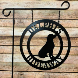RosabellaPrint Dogthemed Door, Wall Hanger, Personalized Dog Mom Gift, Garden, Yard Decor, Man's Best Friend Custom Family Name Or Address Sign Laser Cut Metal Signs Custom Gift Ideas 14x14IN