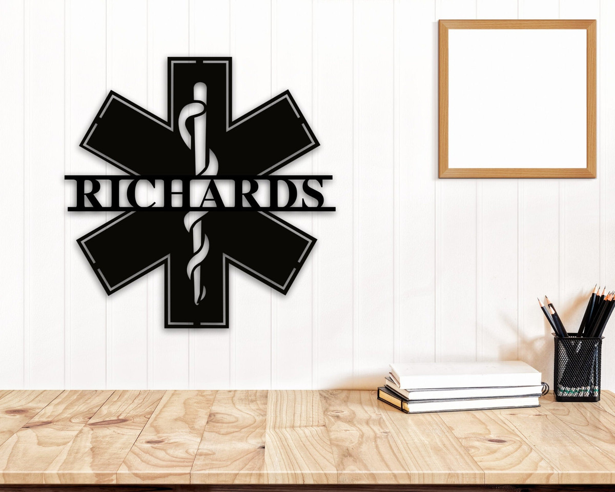 Personalized Emt Metal Name Sign, Ems Paramedic Custom Metal Wall Hanger, Gift For Medic, First Responder Gifts Custom Medical Field Gift Laser Cut Metal Signs Custom Gift Ideas 12x12IN