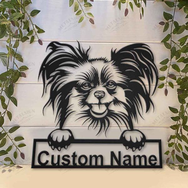 Papillon Dog Personalized Metal Wall Decor, Cut Metal Sign, Metal Wall Art, Metal House Sign Laser Cut Metal Signs Custom Gift Ideas 12x12IN