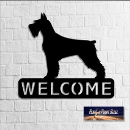 Schnauzer Sign, Dog House, Family Dog, Entrance Sign, Wall Decor, Plasma Cut Steel, Custom Sign, Welcome Sign, Personalized Laser Cut Metal Signs Custom Gift Ideas 12x12IN