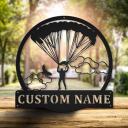 Personalized Parachuting Skydiving Metal Sign Art, Custom Parachuting Skydiving Metal Sign, Hobbie Gifts, Sport Gift, Birthday Gift Laser Cut Metal Signs Custom Gift Ideas 14x14IN