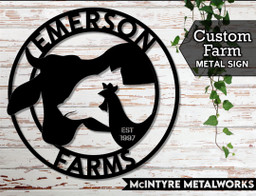 Custom Farm Sign, Metal Sign, Family Name Sign, Personalized Farm Sign, Cow, Pig, And Chicken Laser Cut Metal Signs Custom Gift Ideas 12x12IN