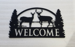 Welcome Deer Hunting Wild Animals Cut Metal Sign Laser Cut Metal Signs Custom Gift Ideas 12x12IN