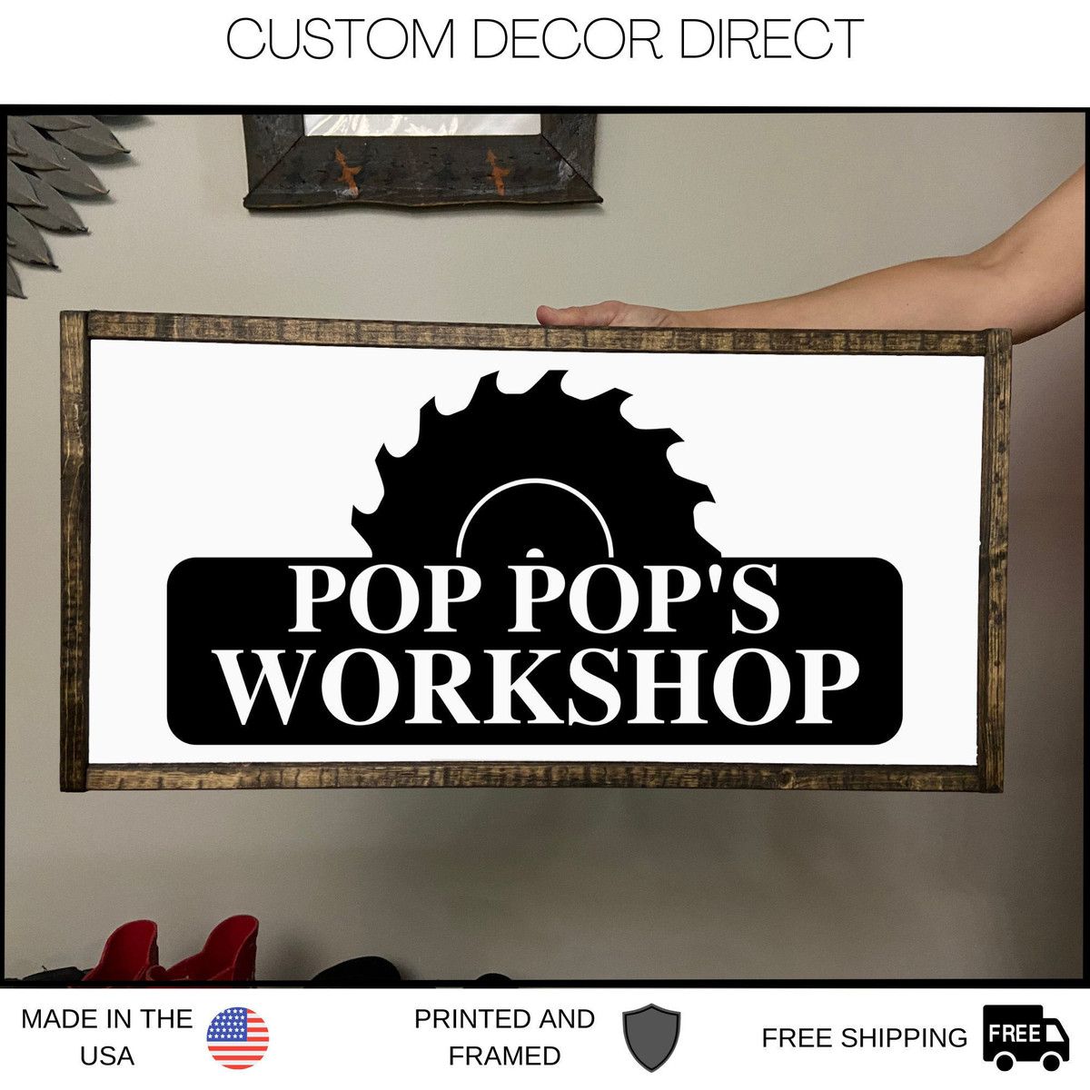 Pop Pop's Workshop Sign, Pop Pop's Garage Sign, Fathers Day Gift, Wood Sign, Gift For Husband, Sign For Dad, Personalized Dad Sign, Gift Dad Laser Cut Metal Signs Custom Gift Ideas 12x12IN