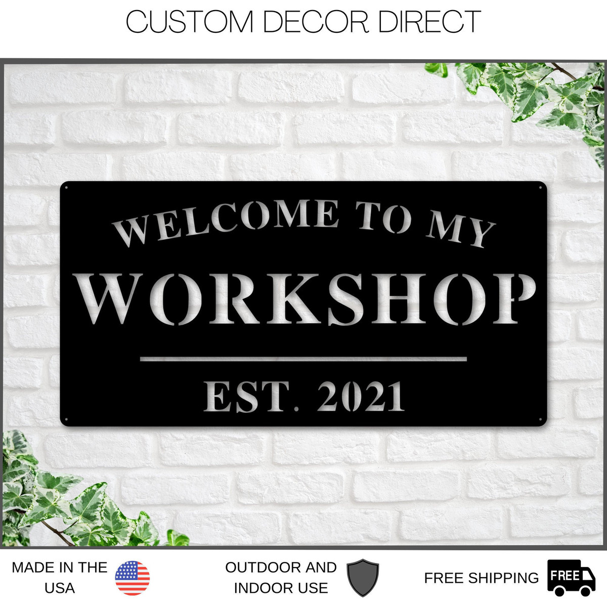 Workshop Sign, Workshop Decor, Personalized Workshop Sign, Gift For Dad, Fathers Day Sign, Welcome To My Workshop, Man Cave Metal Sign, Dad Laser Cut Metal Signs Custom Gift Ideas 12x12IN