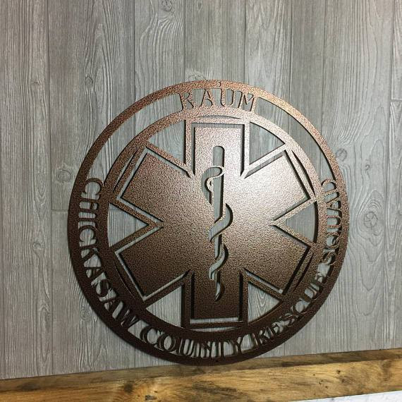 Star Of Life Paramedic Emt Sign, Cut Metal Sign, Metal Wall Art, Metal House Sign Laser Cut Metal Signs Custom Gift Ideas 12x12IN