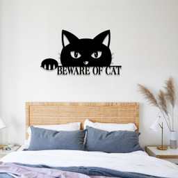 Personalized Beware Of Cat Funny Metal Sign, Custom Pet Metal Art, Wall Decor, Metal Laser Cut Metal Signs Custom Gift Ideas 18x18IN