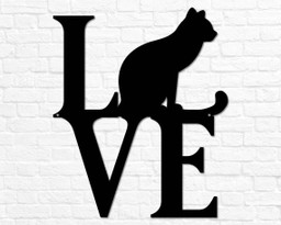 Cat Love for Cat Lovers Wall Art Decor Cut Metal Sign Laser Cut Metal Signs Custom Gift Ideas 12x12IN