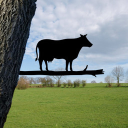 Cow Cattle Metal Tree Stake, Housewarming Farmhouse Art Laser Cut Metal Signs Custom Gift Ideas 12x12IN