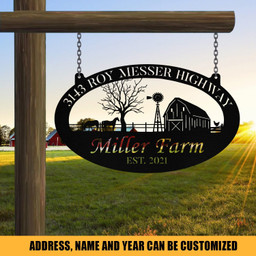 Metal Farm Sign Horse Chicken Monogram, Custom Outdoor Farmhouse, Metal Laser Cut Metal Signs Custom Gift Ideas 12x12IN