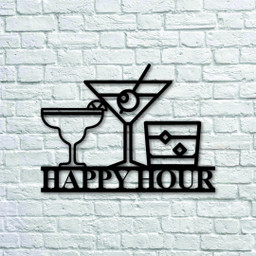 Personalized Bar Theme Sign, Custom Happy Hour Sign, Whiskey Sign, Metal Family Name Sign With Margarita, Margarita Lover Gift Laser Cut Metal Signs Custom Gift Ideas 14x14IN