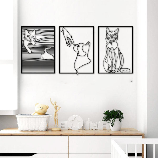 Cat Dad 3pack Cat Lovers Metal Wall Art Laser Cut Metal Signs Custom Gift Ideas 12x12IN