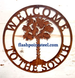 Palm Tree Sign, Tropical, Entrance Sign, Wall Decor, Plasma Cut Steel Sign ,custom Monogram, Welcome Sign, Personalized Sign, Home Decor Laser Cut Metal Signs Custom Gift Ideas 18x18IN
