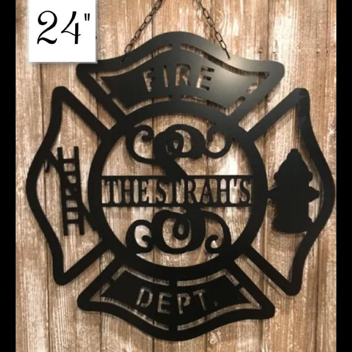 Fire Department Gifts Personalized Fireman Wall Decor Fireman Christmas Gift Custom Name Wall Decor Family Name Or Address Laser Cut Metal Signs Custom Gift Ideas 12x12IN