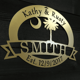 South Carolina State Palmetto Tree & Moon Sign, Cut Metal Sign, Metal Wall Art, Metal House Sign Laser Cut Metal Signs Custom Gift Ideas 14x14IN