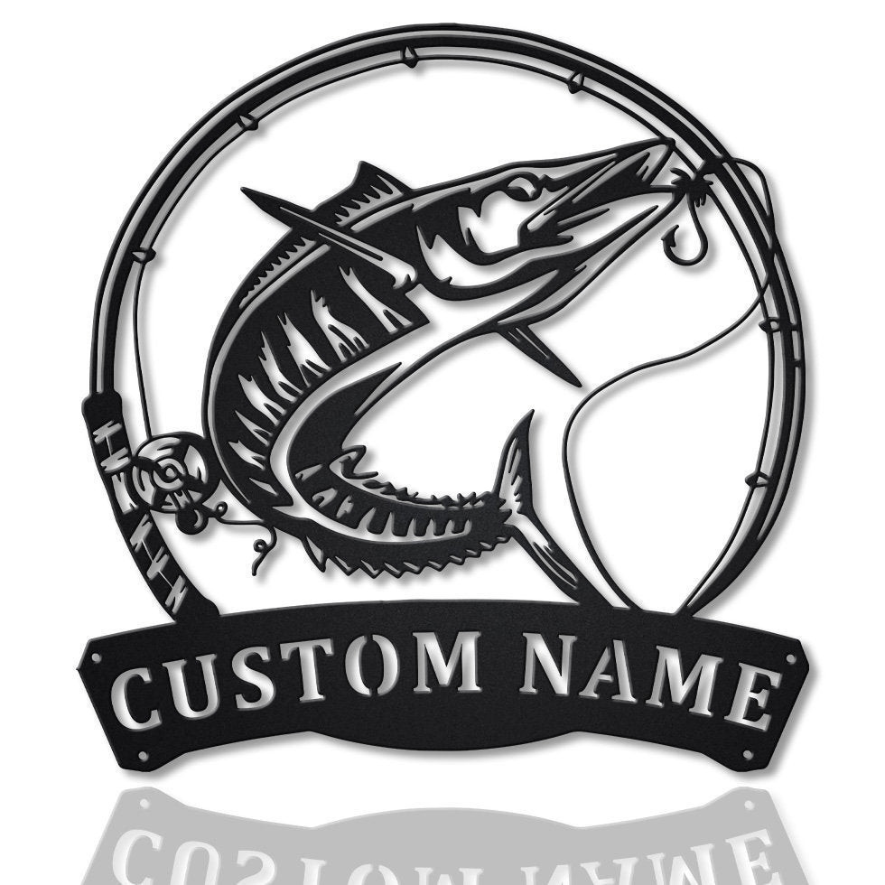 Personalized Wahoo Fishing Fish Pole Metal Sign Art, Custom Wahoo Fishing Metal Sign, Wahoo Fishing Gift, Decor Decorationbirthday Gift Laser Cut Metal Signs Custom Gift Ideas 12x12IN