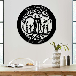 Personalized Husband, Wife And Kids Tree Of Life Metal Sign Laser Cut Metal Signs Custom Gift Ideas 18x18IN