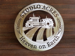 Aeticon Ranch Sign, Tractor Farm, Farm Sign, Vintage Style, Wreath, Door Decor, Custom Sign, Rustic, Personalized Sign, Wall Art, Laser Cut Metal Signs Custom Gift Ideas 14x14IN
