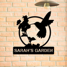 Personalized Hummingbird Metal Garden Sign, Outdoor Garden Stake, Home Decor, Metal Laser Cut Metal Signs Custom Gift Ideas 18x18IN