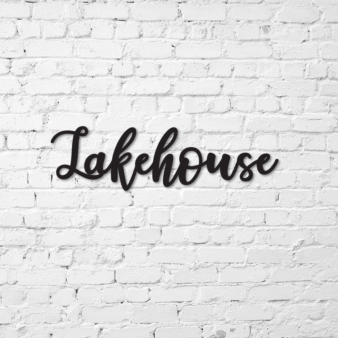 Aeticon Lakehouse Sign, Lakehouse Metal Sign, Custom Lakehouse Decor, Personalized Lakehouse Wall Art, Cursive Lakehouse Word Art Laser Cut Metal Signs Custom Gift Ideas 12x12IN