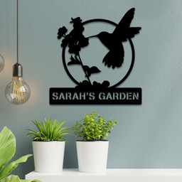 Personalized Hummingbird Metal Garden Sign, Outdoor Garden Stake, Home Decor, Metal Laser Cut Metal Signs Custom Gift Ideas 14x14IN