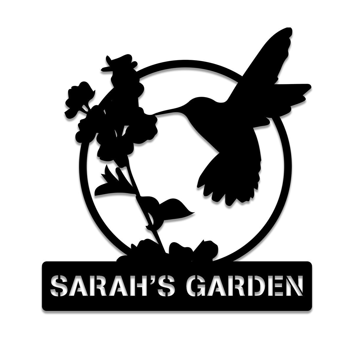 Personalized Hummingbird Metal Garden Sign, Outdoor Garden Stake, Home Decor, Metal Laser Cut Metal Signs Custom Gift Ideas 12x12IN