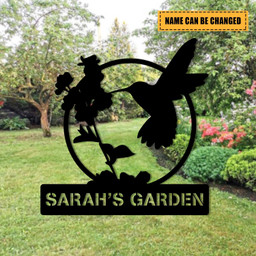 Personalized Hummingbird Metal Garden Sign, Outdoor Garden Stake, Home Decor, Metal Laser Cut Metal Signs Custom Gift Ideas 24x24IN