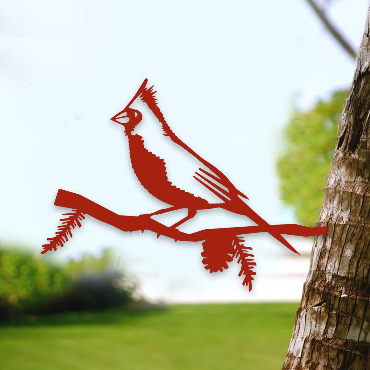 Red Cardinal Metal Tree Art, Garden Decor, Home Decor, Jesus Lovers Gift, Metal Laser Cut Metal Signs Custom Gift Ideas 12x12IN