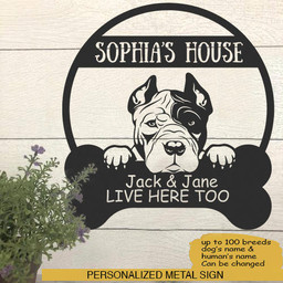 Pitbull's House Dog Lovers Personalized Metal Sign Laser Cut Metal Signs Custom Gift Ideas 18x18IN