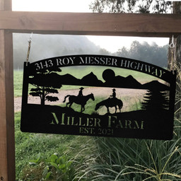 Personalized Metal Horse Rider Sign Monogram, Custom Outdoor Farm, Farmhouse, Metal Laser Cut Metal Signs Custom Gift Ideas 14x14IN