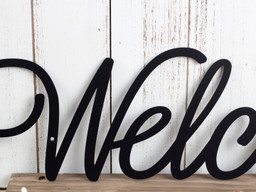 Welcome Sign, Metal Wall Art, Metal Sign, Wall Decor, Welcome, Script, Sign, Wall Hanging, Outdoor Sign, Wall Art Laser Cut Metal Signs Custom Gift Ideas 14x14IN