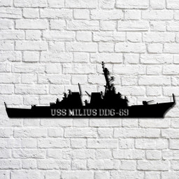 Uss Milius Ddg 69 Navy Ship Metal Art, Gift For Navy Veteran, Navy Ships Silhouette Metal Art, Navy Home Decor Laser Cut Metal Signs Custom Gift Ideas 12x12IN