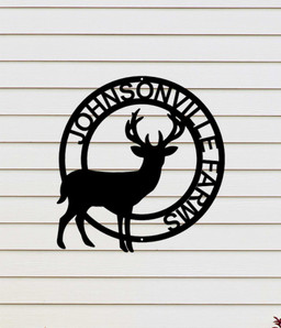 Stag Monogram Personalized Indoor Outdoor Steel Wall Sign Art Father's Day Dad Husband Grandfather Son Brother Man Cave Garage Laser Cut Metal Signs Custom Gift Ideas 14x14IN