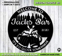 Welcome To The Bar Sign, Cocktail Bar Sign, Bar Signs Made To Order, Personalized Cocktail Bar Sign, Metal Bar Sign, Pub Signs Laser Cut Metal Signs Custom Gift Ideas 14x14IN