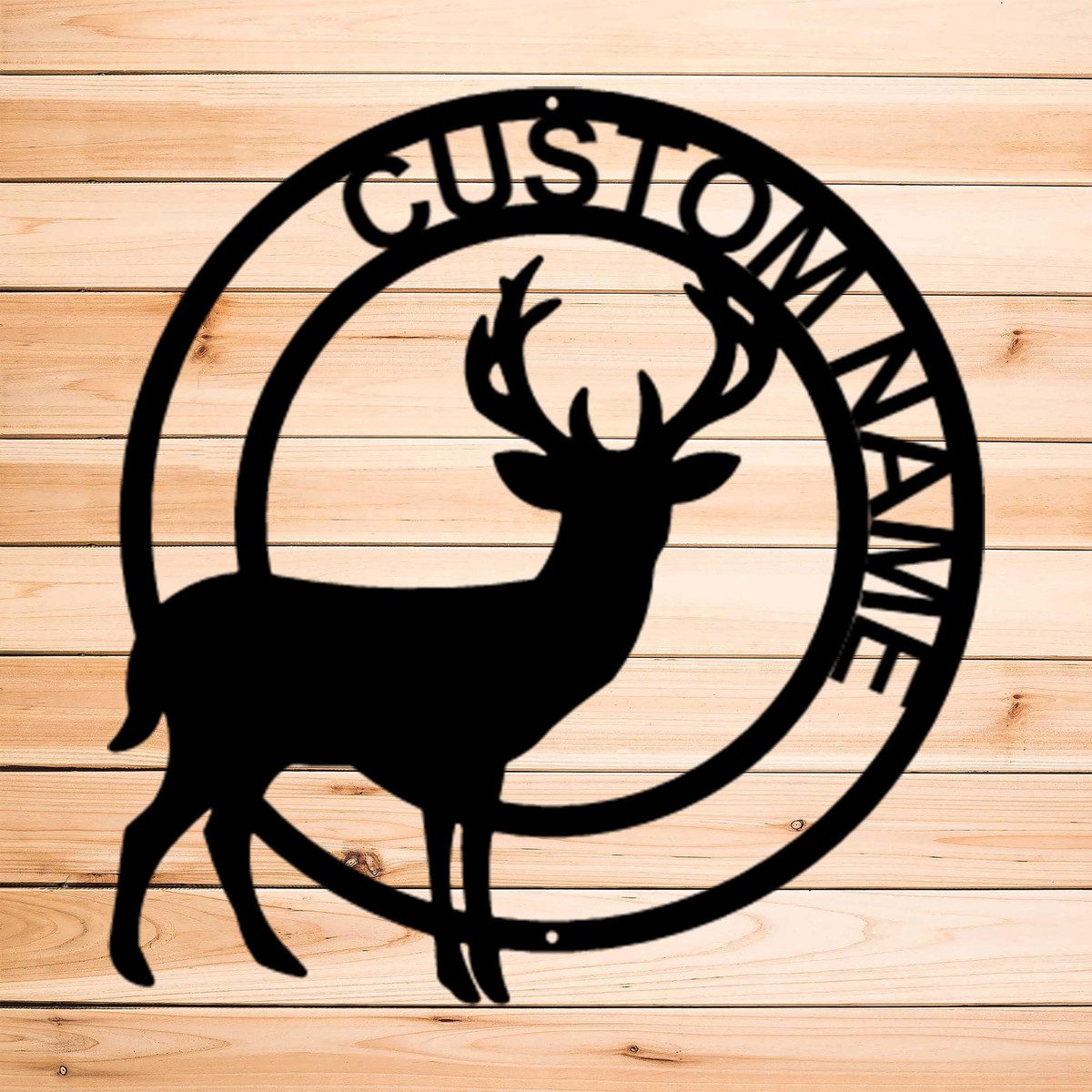 Stag Monogram Personalized Indoor Outdoor Steel Wall Sign Art Father's Day Dad Husband Grandfather Son Brother Man Cave Garage Laser Cut Metal Signs Custom Gift Ideas 12x12IN