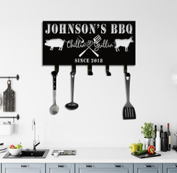 Personalized Bar Grill Kitchenware Holder Metal Sign, Kitchen Decor, Bar Grill Decor, Chillin And Grillin, Custom Name, Gift For Mom, Laser Cut Metal Signs Custom Gift Ideas 12x12IN