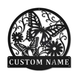 Personalized Butterfly And Flower Metal Sign Art, Custom Butterfly And Flower Metal Sign, Birthday Gift, Animal Funny, Father&#39;s Day Gift, Laser Cut Metal Signs Custom Gift Ideas 12x12IN
