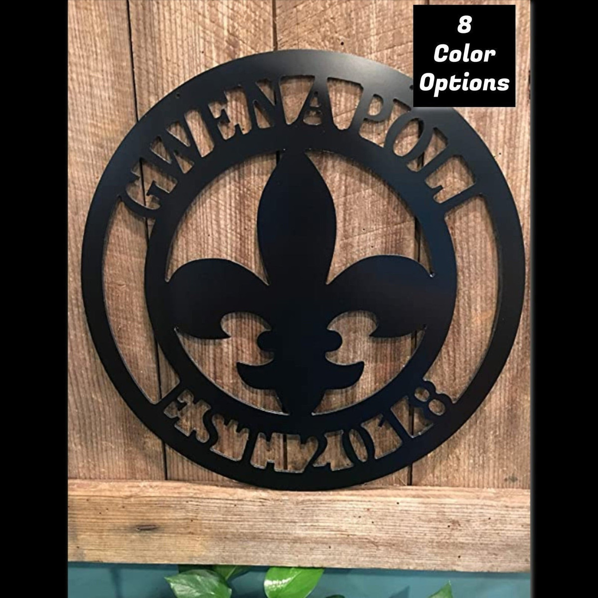 Fleur De Lis Sign Louisiana State Decor Personalized Wall Or Door Hanger, Laser Cut Metal Signs Custom Gift Ideas 12x12IN