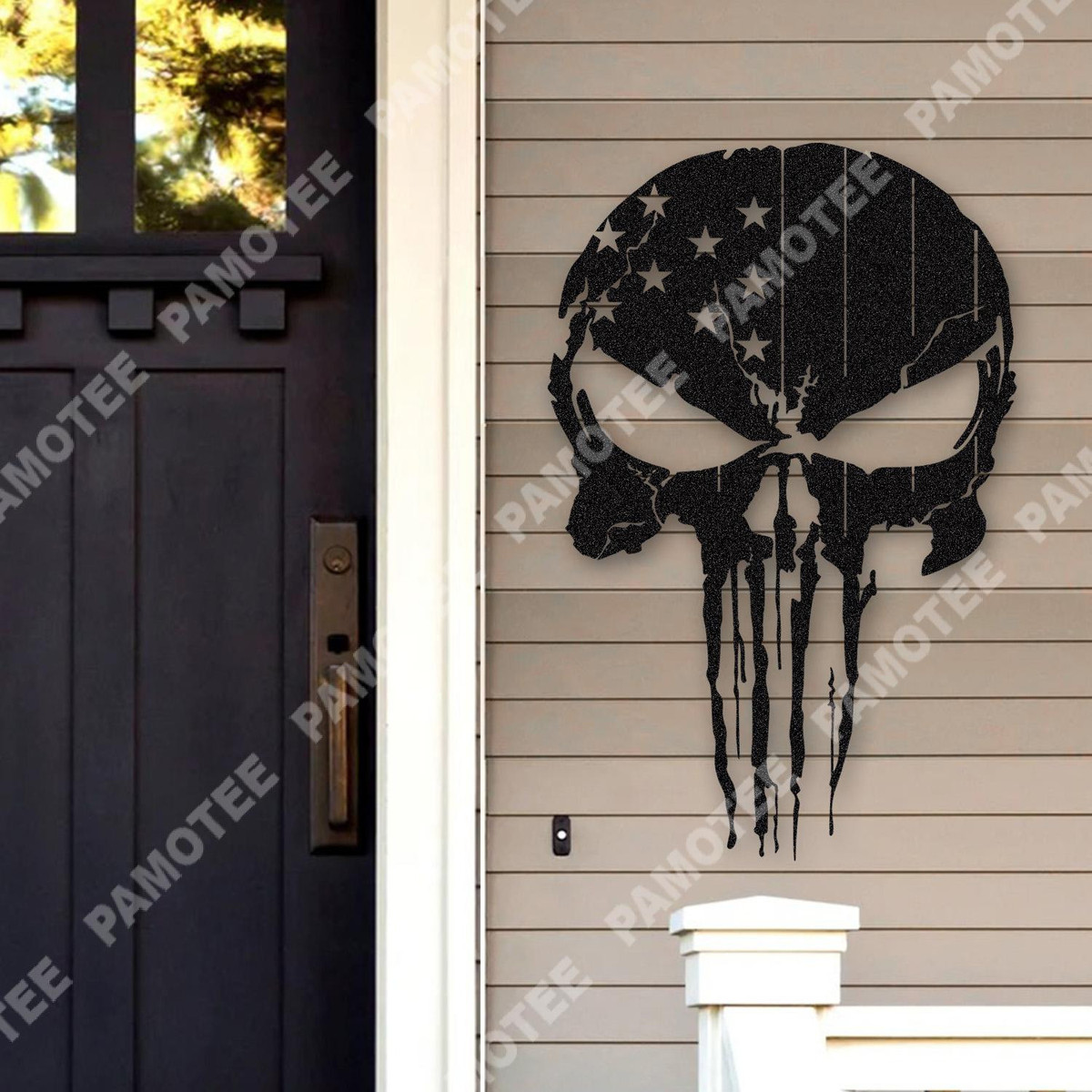 Punisher Skull Metal Art, Door Hanging, Gift For Veterans, Soldiers, Metal Laser Cut Metal Signs Custom Gift Ideas 12x12IN