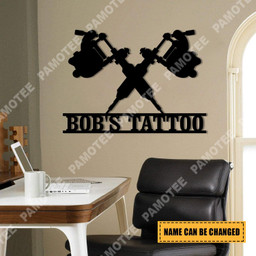 Custom Tattoo Machine Metal Plaque Monogram, Steel Art Decor For Him, Metal Laser Cut Metal Signs Custom Gift Ideas 12x12IN