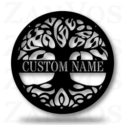 Tree Of Life Custom Monogram Customized Metal Signs, Custom Metal Sign, Custom Signs, Metal Sign, Metal Laser Cut Metal Signs Custom Gift Ideas 12x12IN